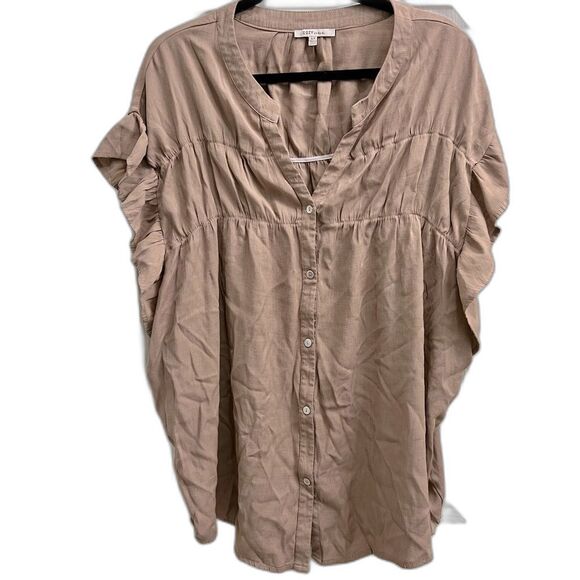 Cozy Casual Rare Moments Button Down Ruffle Sleeve Top  0038 - Picture 1 of 8